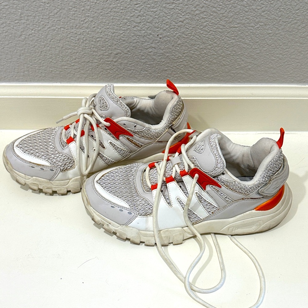 Women’s Oysho White and Orange Trainers - Size EU 39